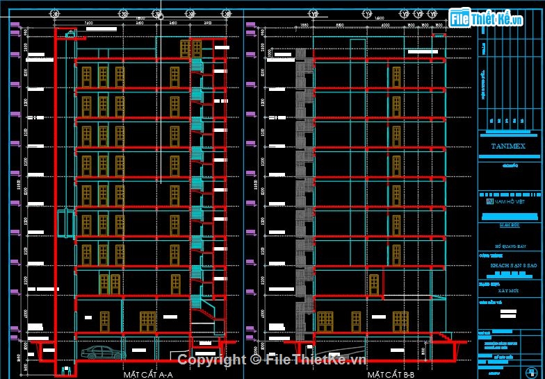 bản vẽ khách sạn,file cad khách sạn,kiến trúc khách sạn,bản vẽ khách sạn 3 tầng